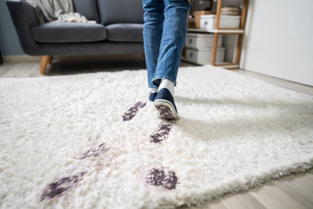 person Walking With Muddy Footprint On Carpet